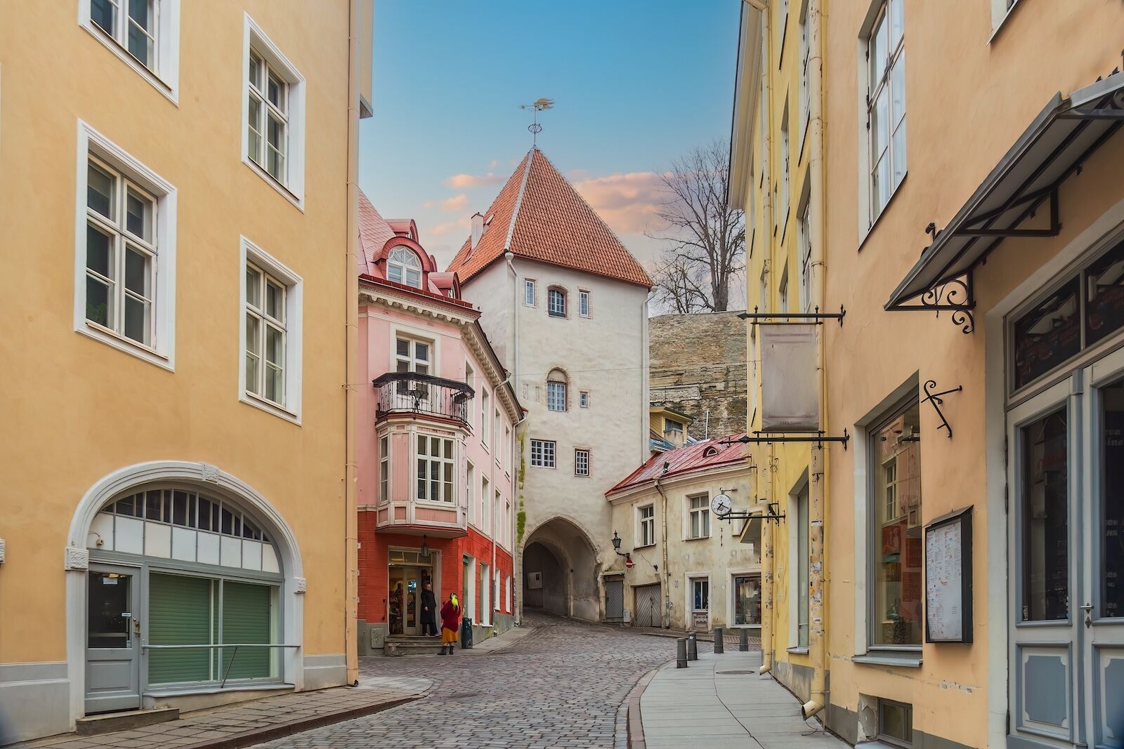 Old town Tallinn city skyline, cityscape of Estonia at sunset