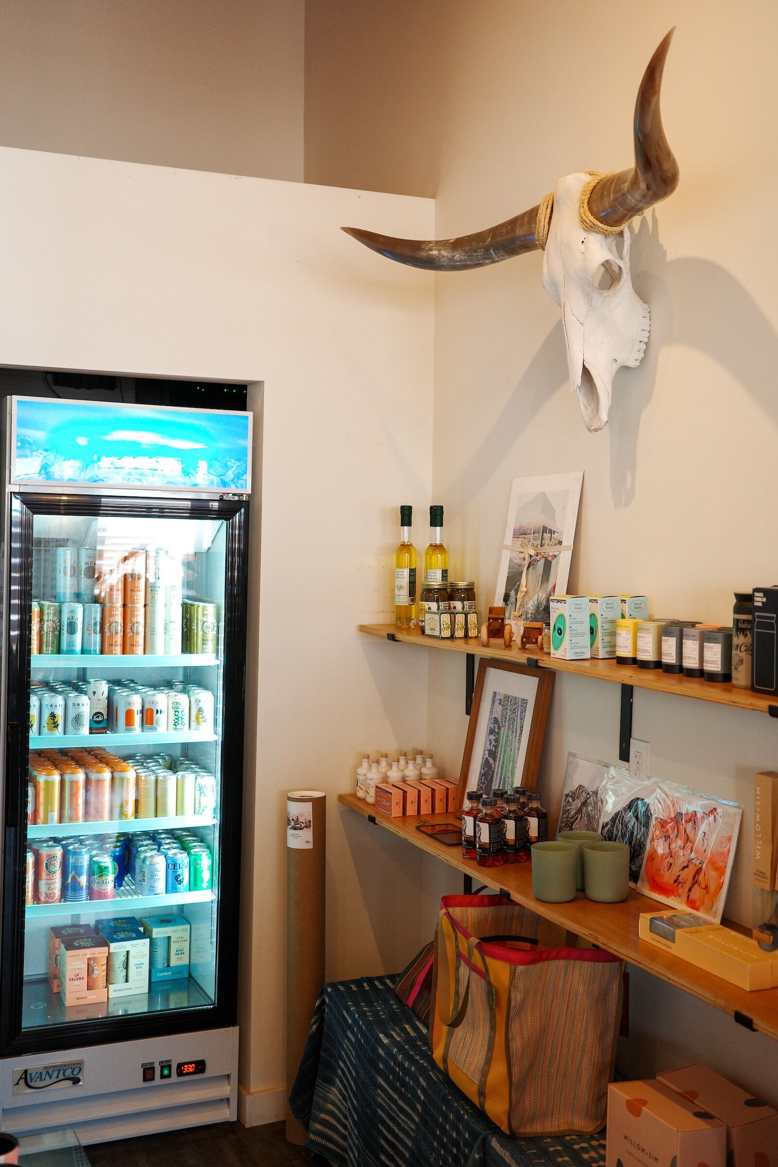 drink cooler and shelf at mellow moon lodge