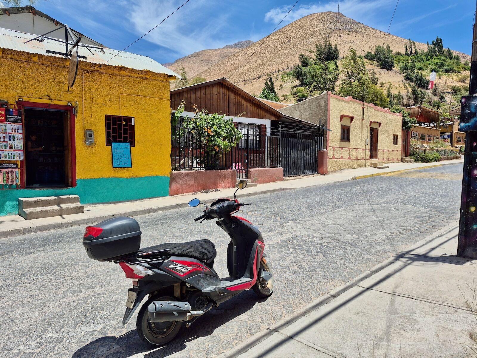 scooter on street in pisco elqui, chile
