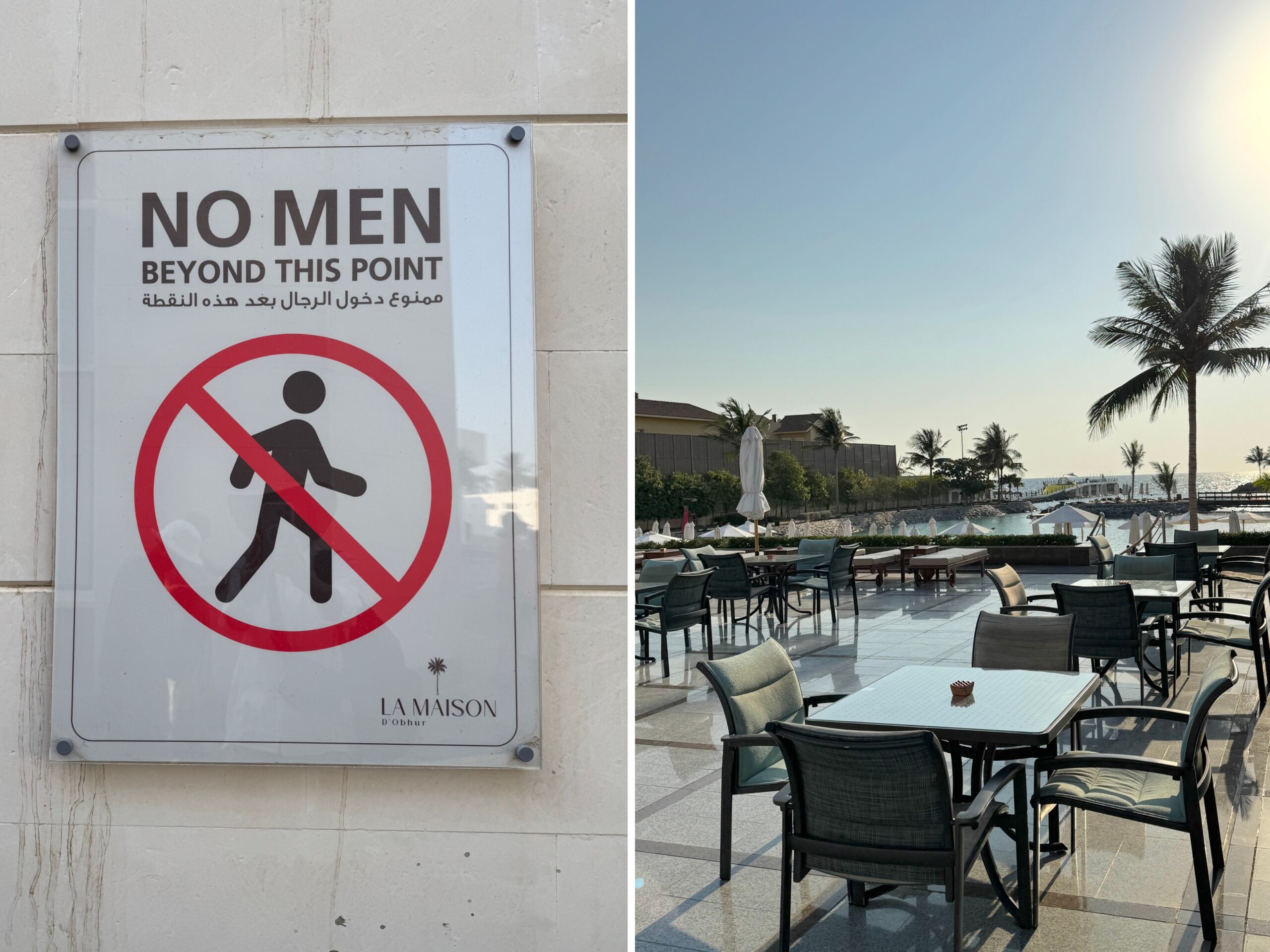 saudi arabia wonen's beaches - no men sign