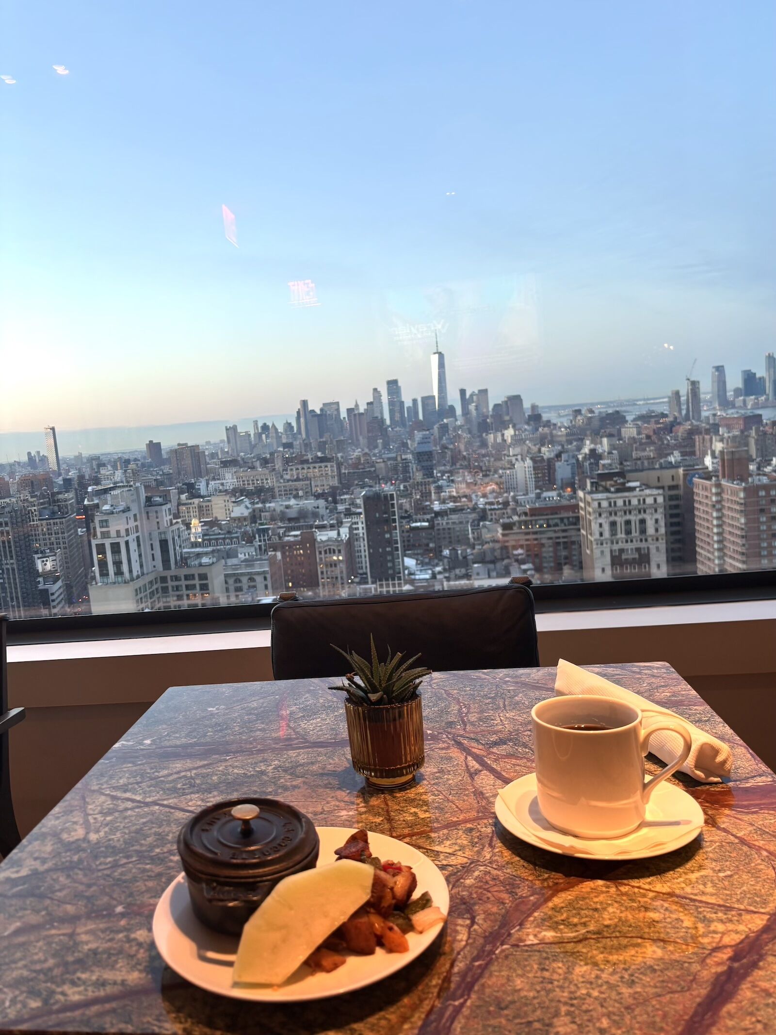 breakfast and view from Club Lounge at Ritz-Carlton New York, NoMad