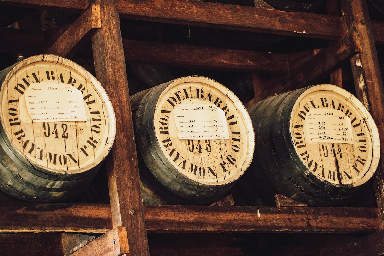 barrels of rum in puerto rico at ron del barrilito