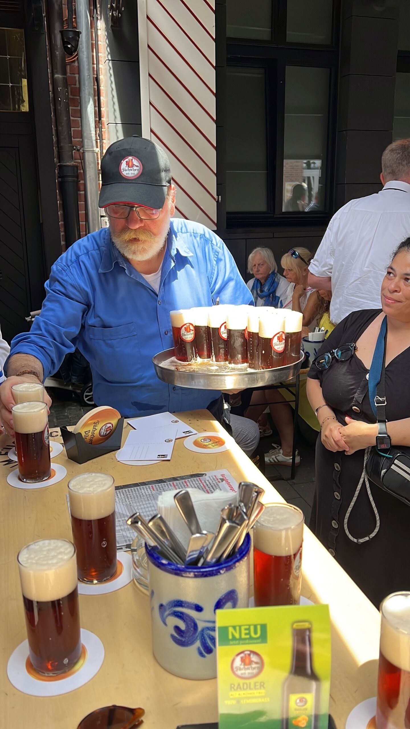 platter of beer served on a shore stop on riverside luxury cruises hops and heritage cruise