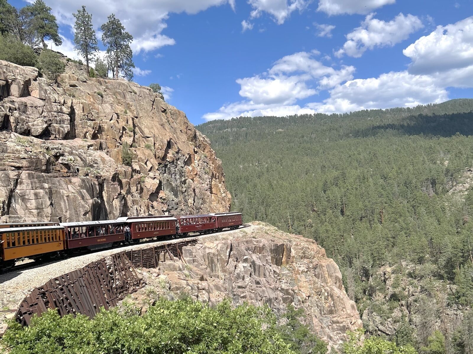 flag stop train service - train on cliff