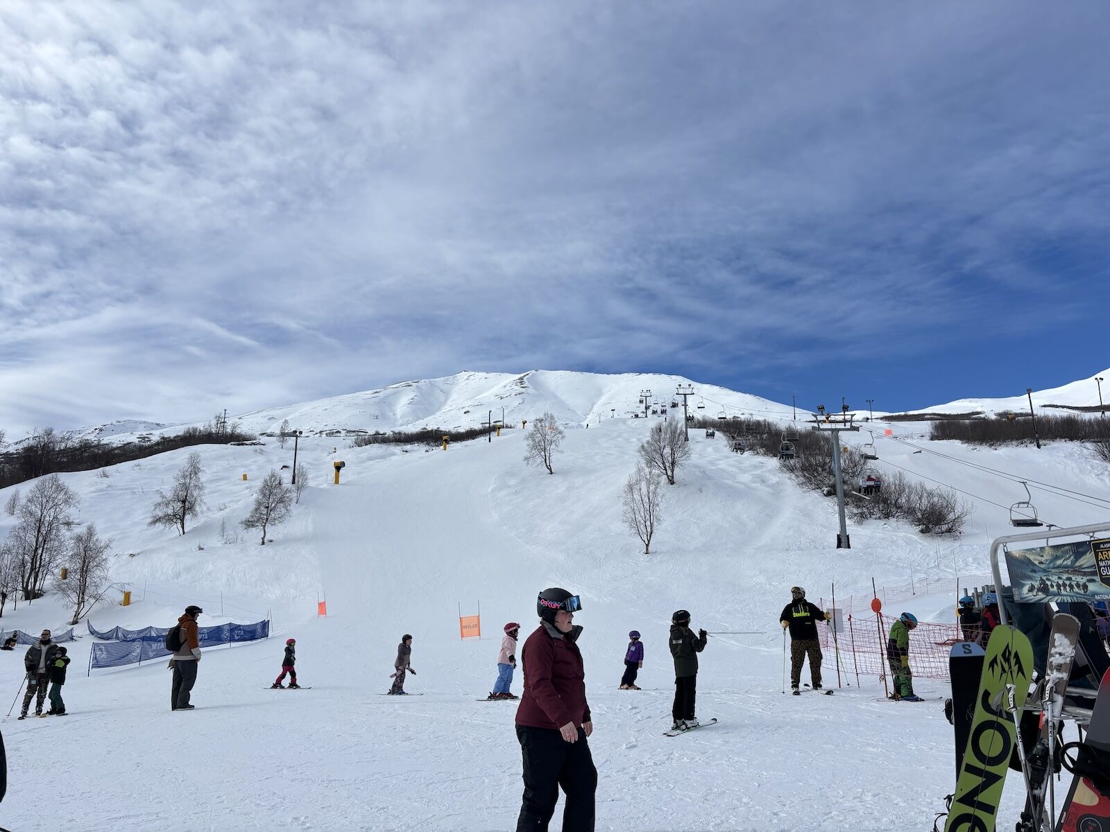 skiers at skeetawk in alaska