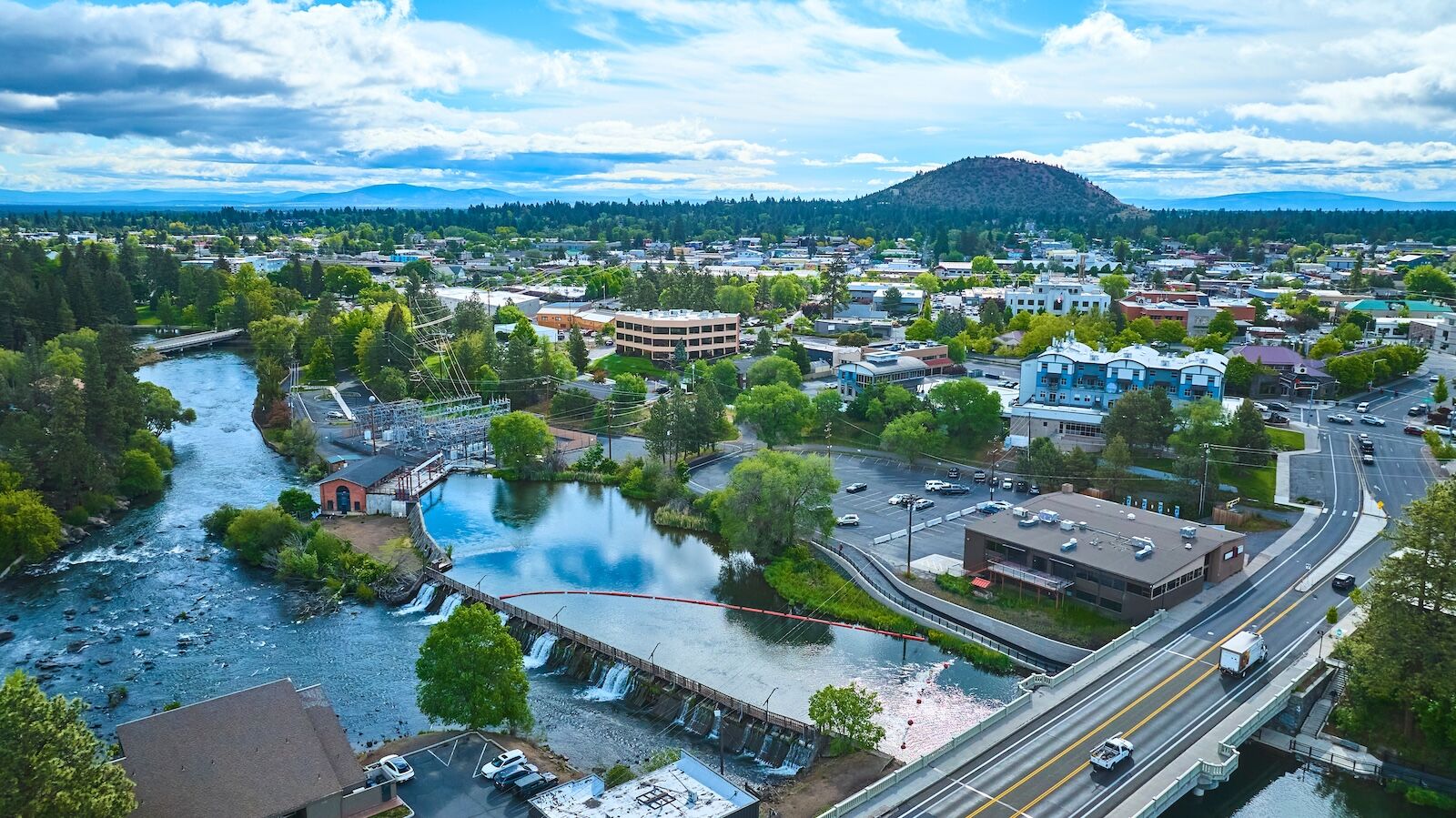aerial shot of bend, oregon