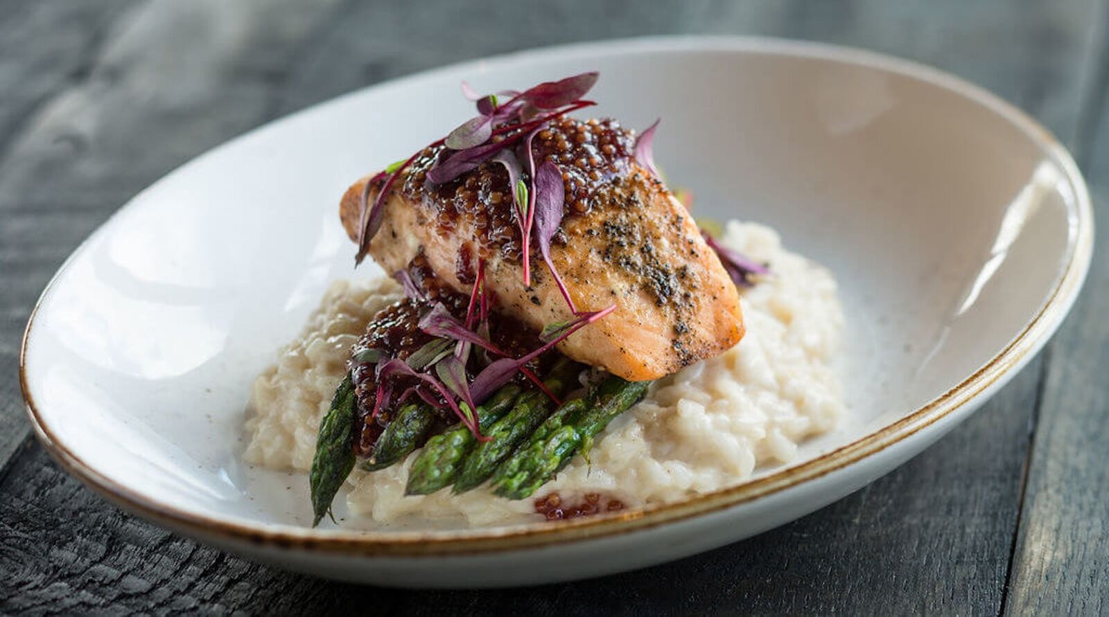 seafood dish at tetherow resort