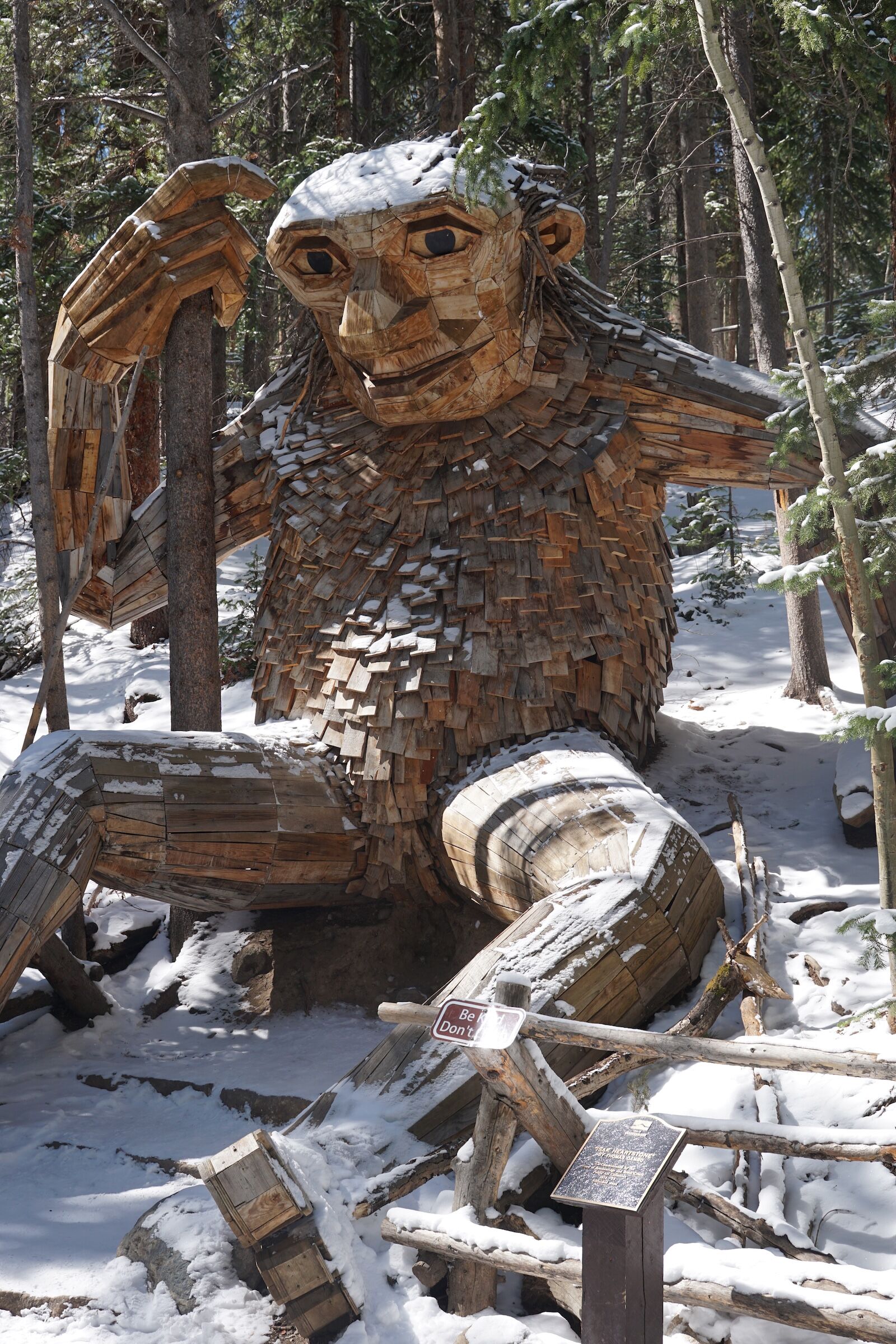 the breckenridge troll in the snow