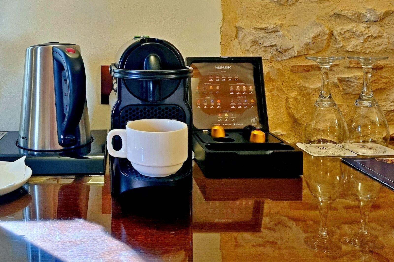 nespresso machine in hotel room