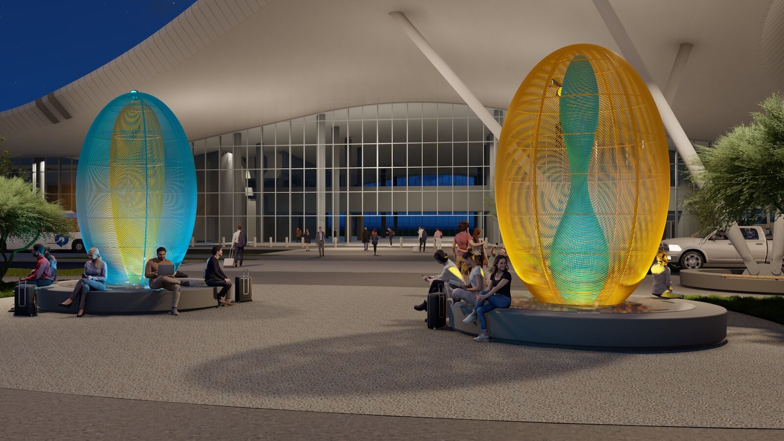 The Two Elecktras artwork rendering at Hollywood Burbank Airport