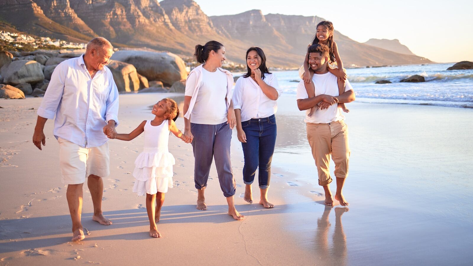 family on beach