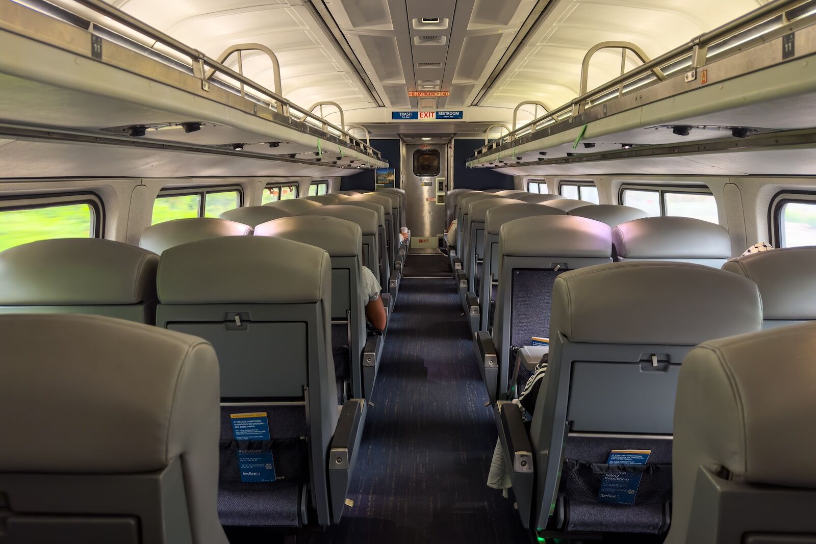 The interior of an Acela express car - brightline trains