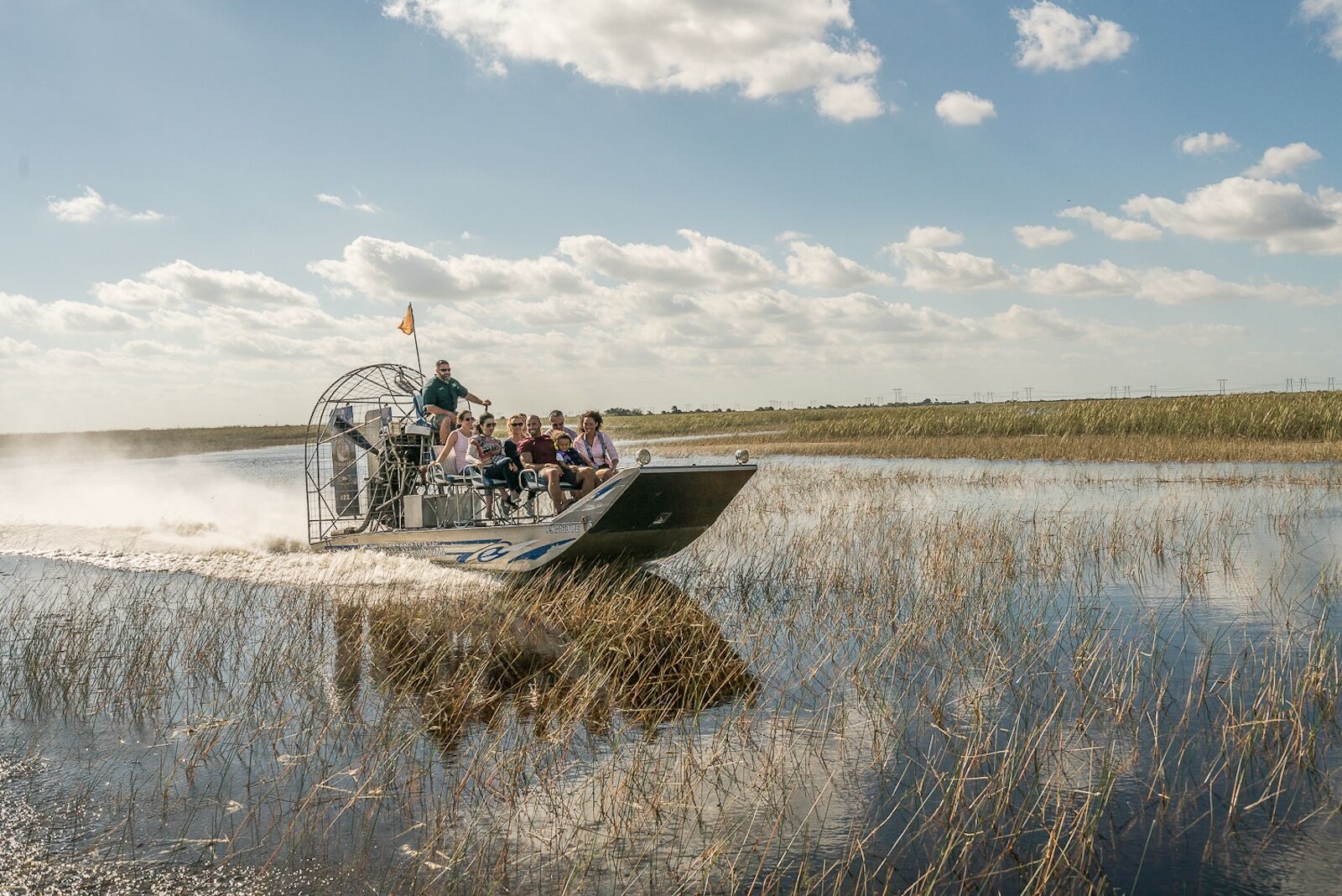 tourists on airboat at sawgrass recreation park