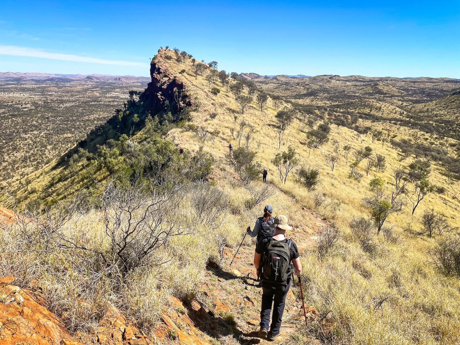 single hiker on ridgeline