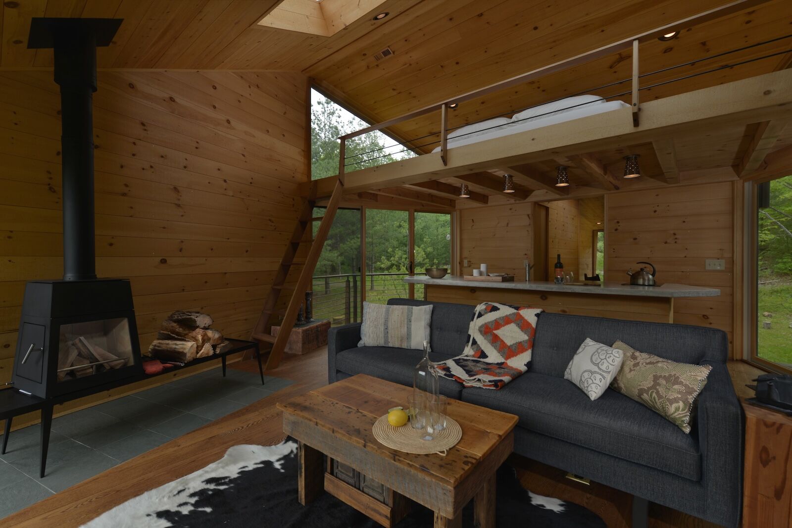 interior of willow treehouse airbnb