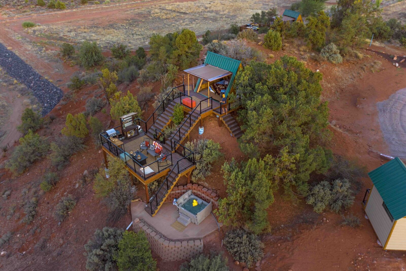 aerial overview of zion airbnb cabin