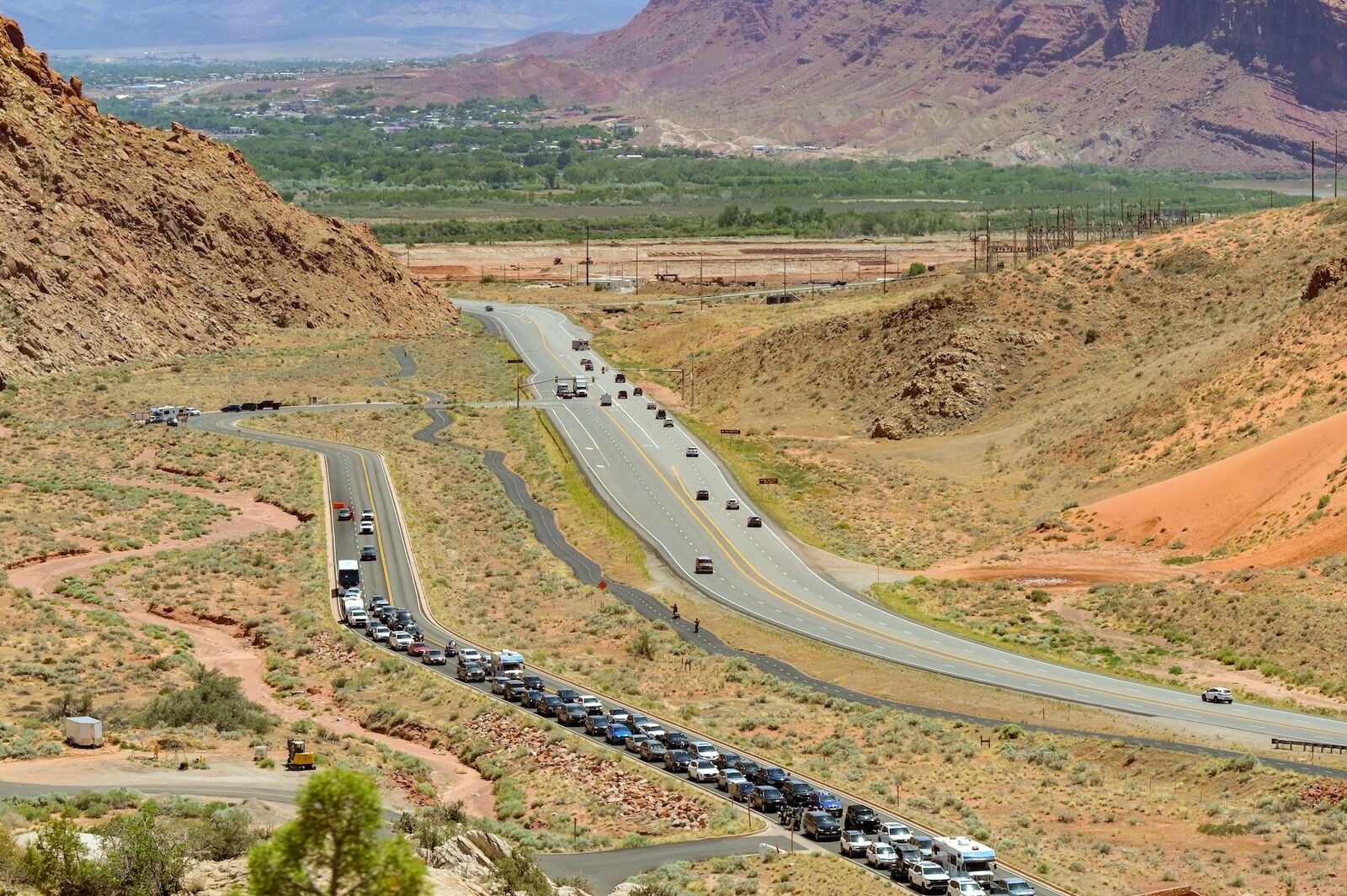 traffic entering arches national park