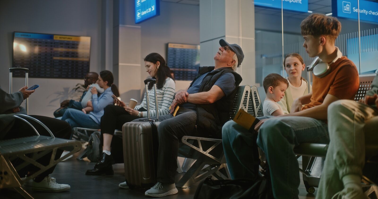 people sleepin in airport