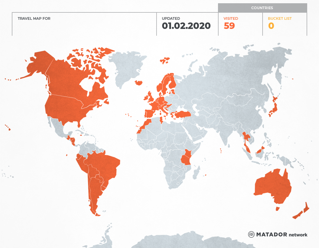 Visited countries map